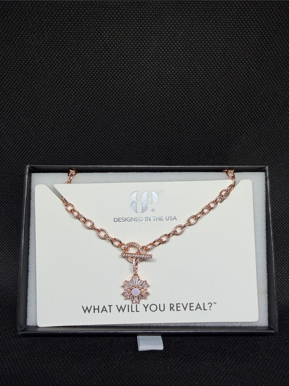 Rose Gold Toggle Necklace with Moonstone